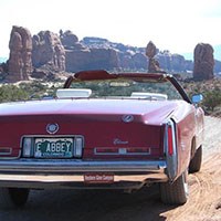 Edward Abbey's Red 1975 Cadillac Convertible -  Photo by Andy Nuttell